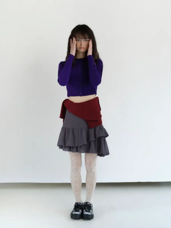 VOLUME MINI SKIRT IN GRAY / DARK GRAY