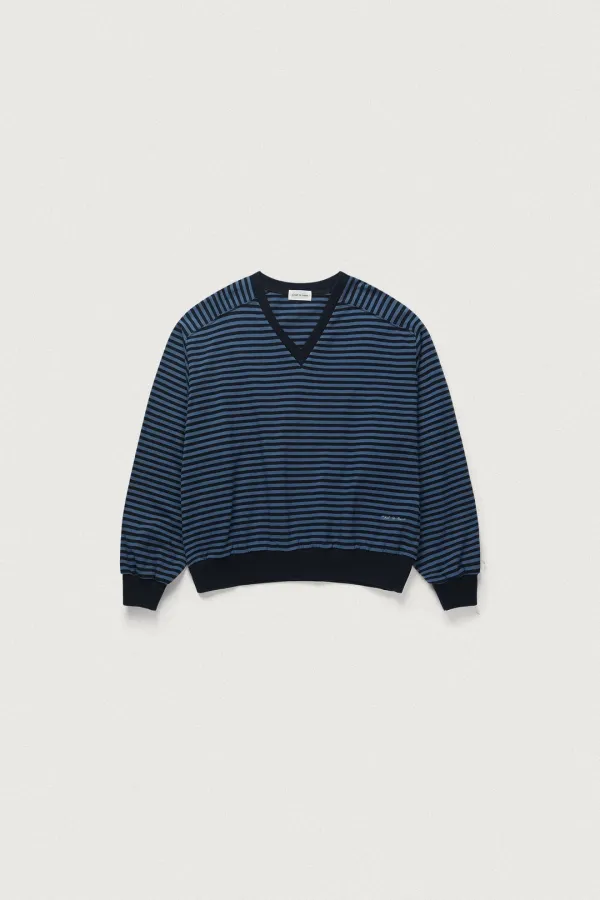 LOOSE FIT STRIPED SWEATSHIRT [NAVY]