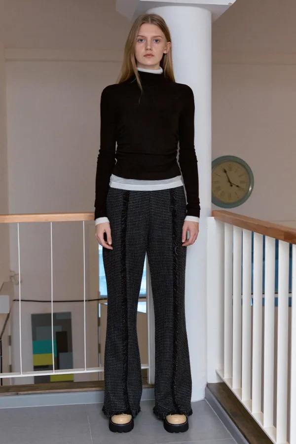 Fringe Tweed Pants (Black)