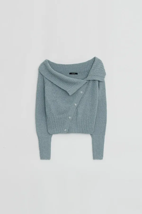 OFF SHOULDER BUTTON CARDIGAN