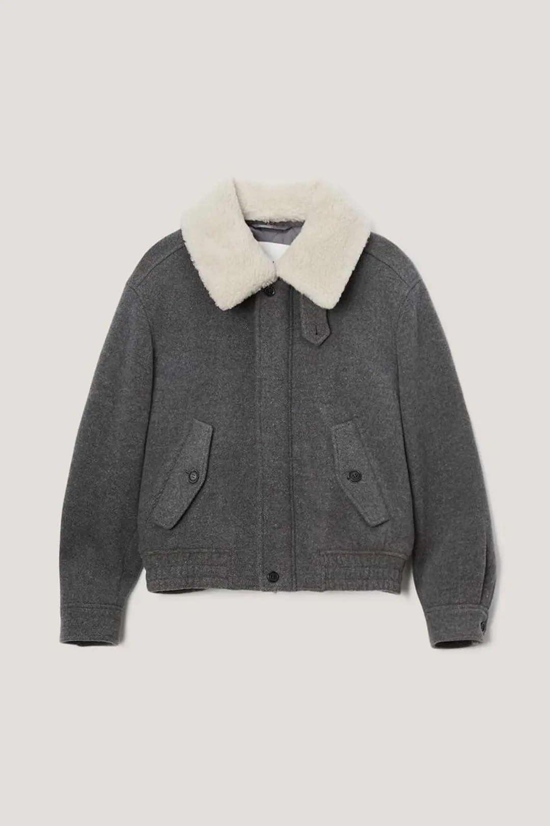 던스트 UNISEX FUR DETACHABLE CASHMERE BLOUSON MELANGE GREY 상품 이미지 1