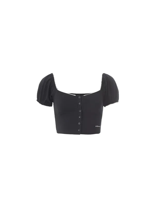 Lace square t-shirt (Black)