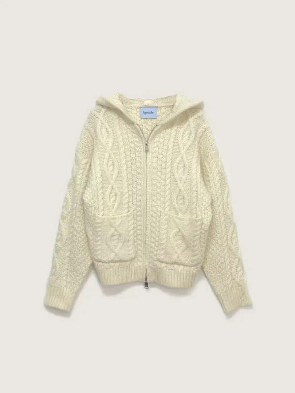 Hoodie knit zipup (크림)