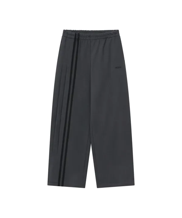 KIBON side stripe wide pants CHARCOAL