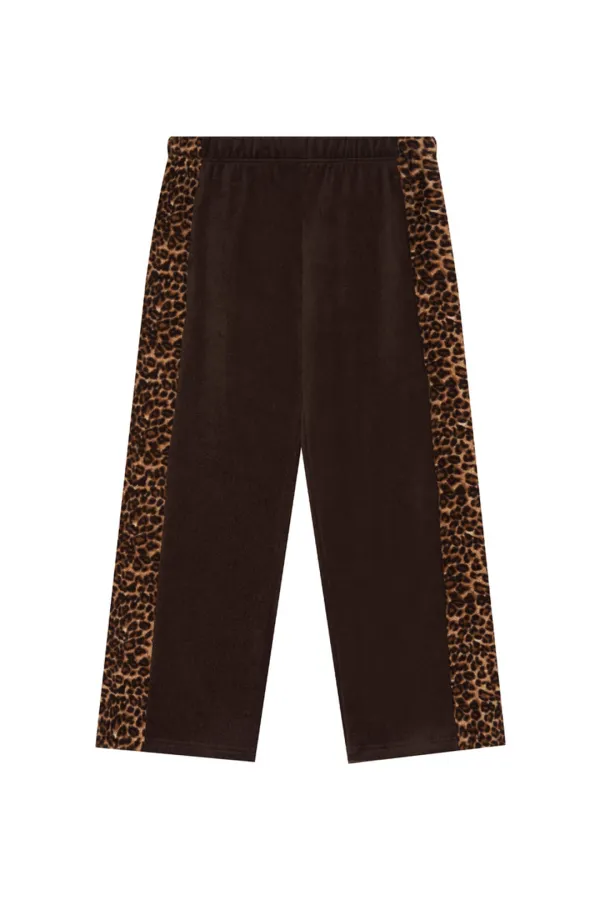 LEOPARD TERRY PANEL SWEATPANTS (BROWN)