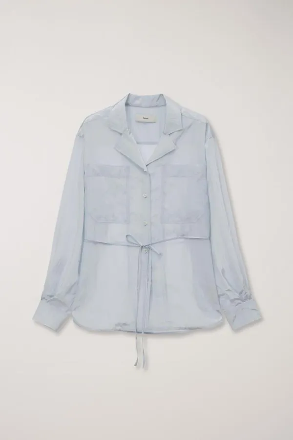 SILKY BELTED BLOUSE SOFT BLUE