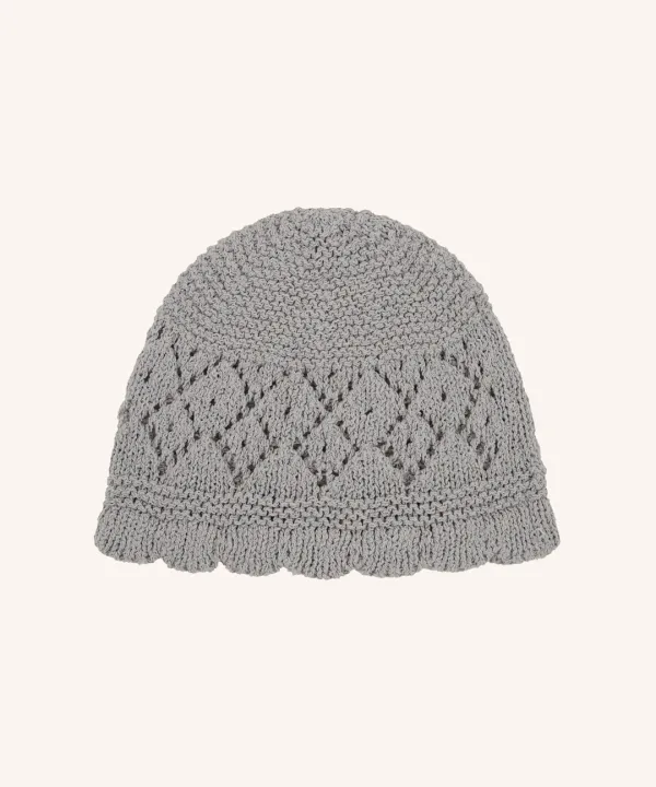 Scallop Punched Knit Beanie ( Grey )
