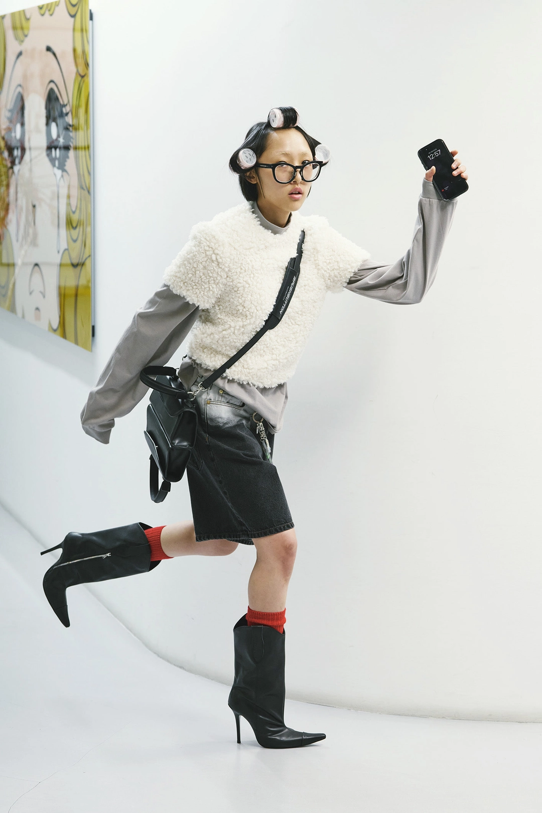 푸쉬버튼 FW25 UNDERLINE BLACK WASHED BERMUDA DENIM PANTS 상품 이미지 2