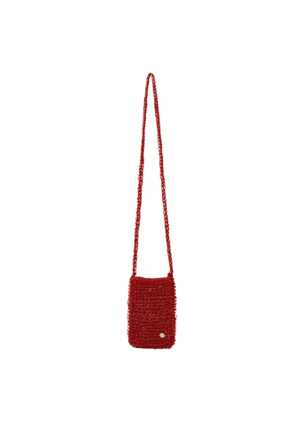 Mini Handmade Leather Net Bag, Red