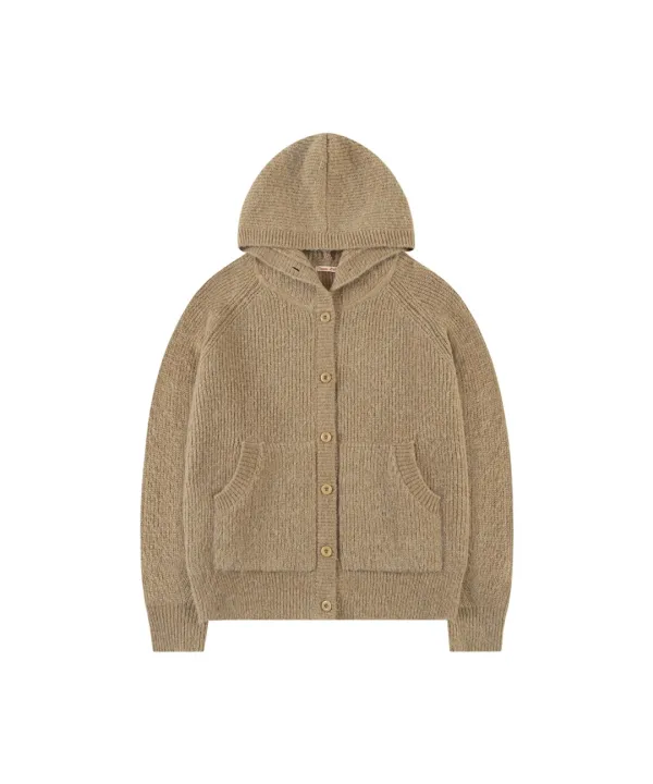 KN4273 하이넥 후드 카디건_Beige