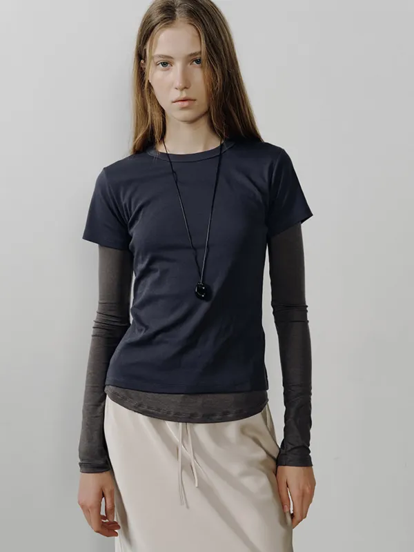 SHEER-TENCEL LAYERED T-SHIRTS_3COLOR