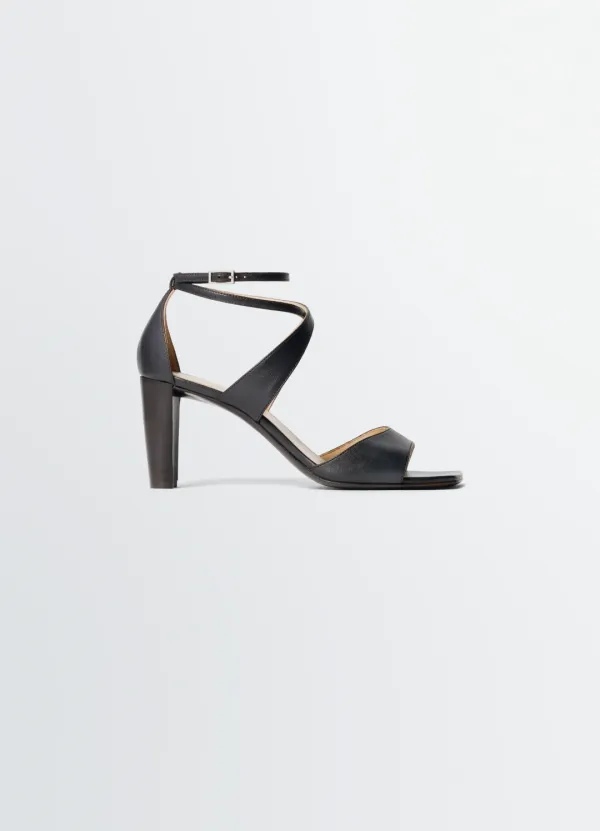 CROSS SANDALS 80 MM HEEL IN LEATHER