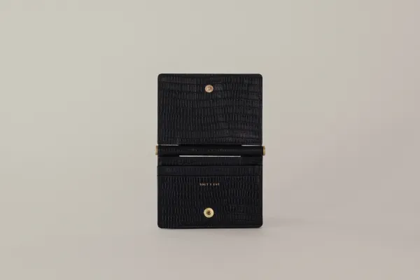 PORTE CARTES DE VISITE PAUMELLE LIZARD BLACK