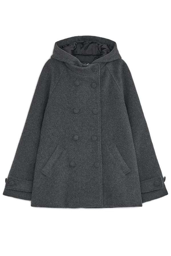 Hooded half coat (Charcoal)