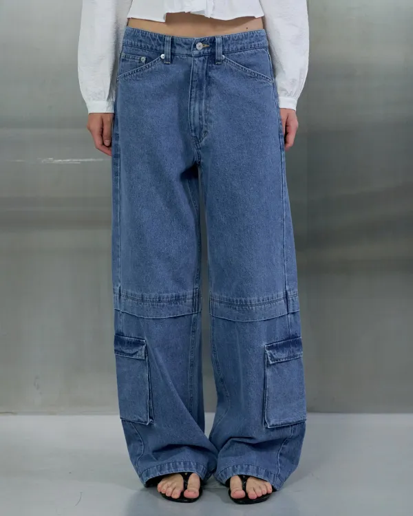 [9/18 예약 출고] ALEXA CARGO DENIM - ICE BLUE