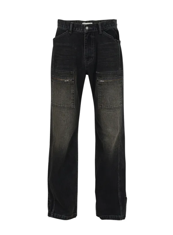 CARGO POCKET DENIM JEANS_BLACK