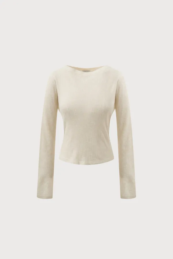 Arden waffle tee (cream, black, gray)