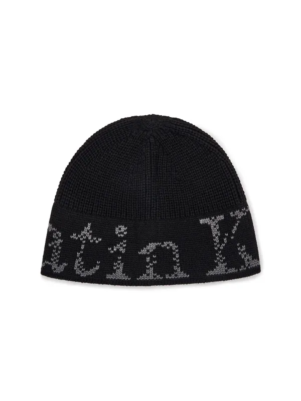 CRACKED LOGO BUCKET BEANIE IN BLACK