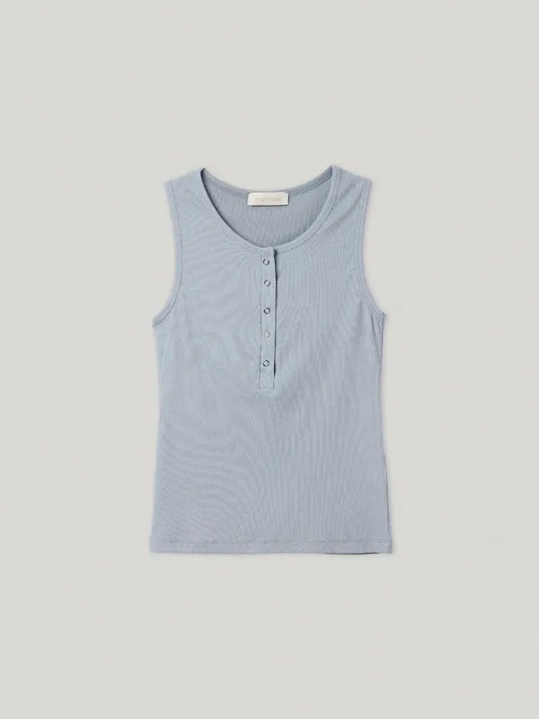 Lycée Button Sleeveless Blue Gray
