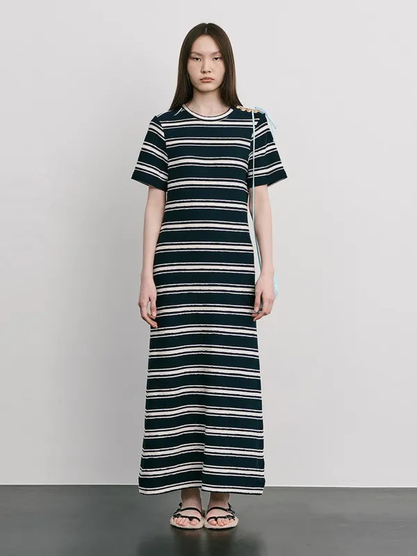[5차 리오더]Stripe Jacquard Knit Dress_Navy