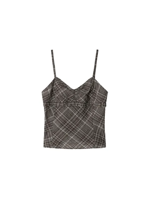 Sheer Check Camisole Brown