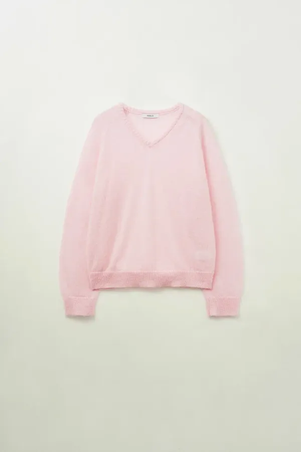 Shimmer V-neck sweater (Pink)