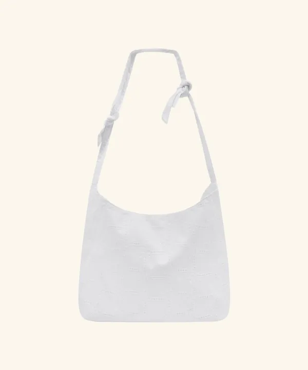 Double Ribbon Summer Shoulder Bag (White)