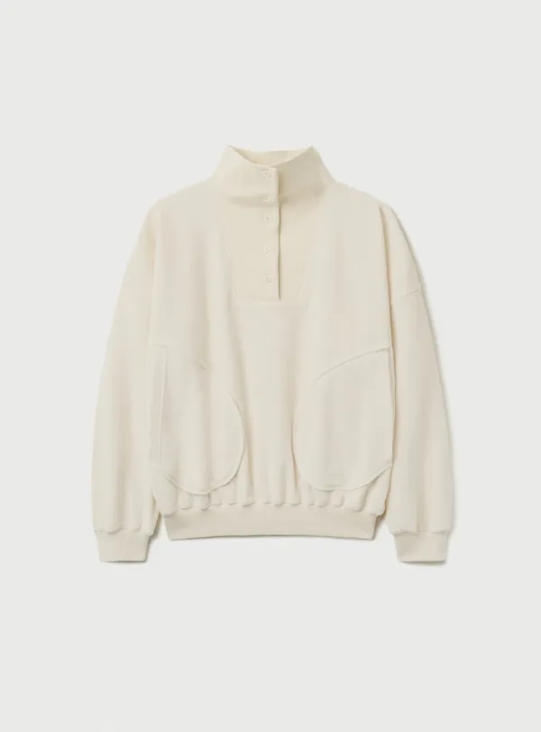 BUTTON SWEATSHIRT - CREAM