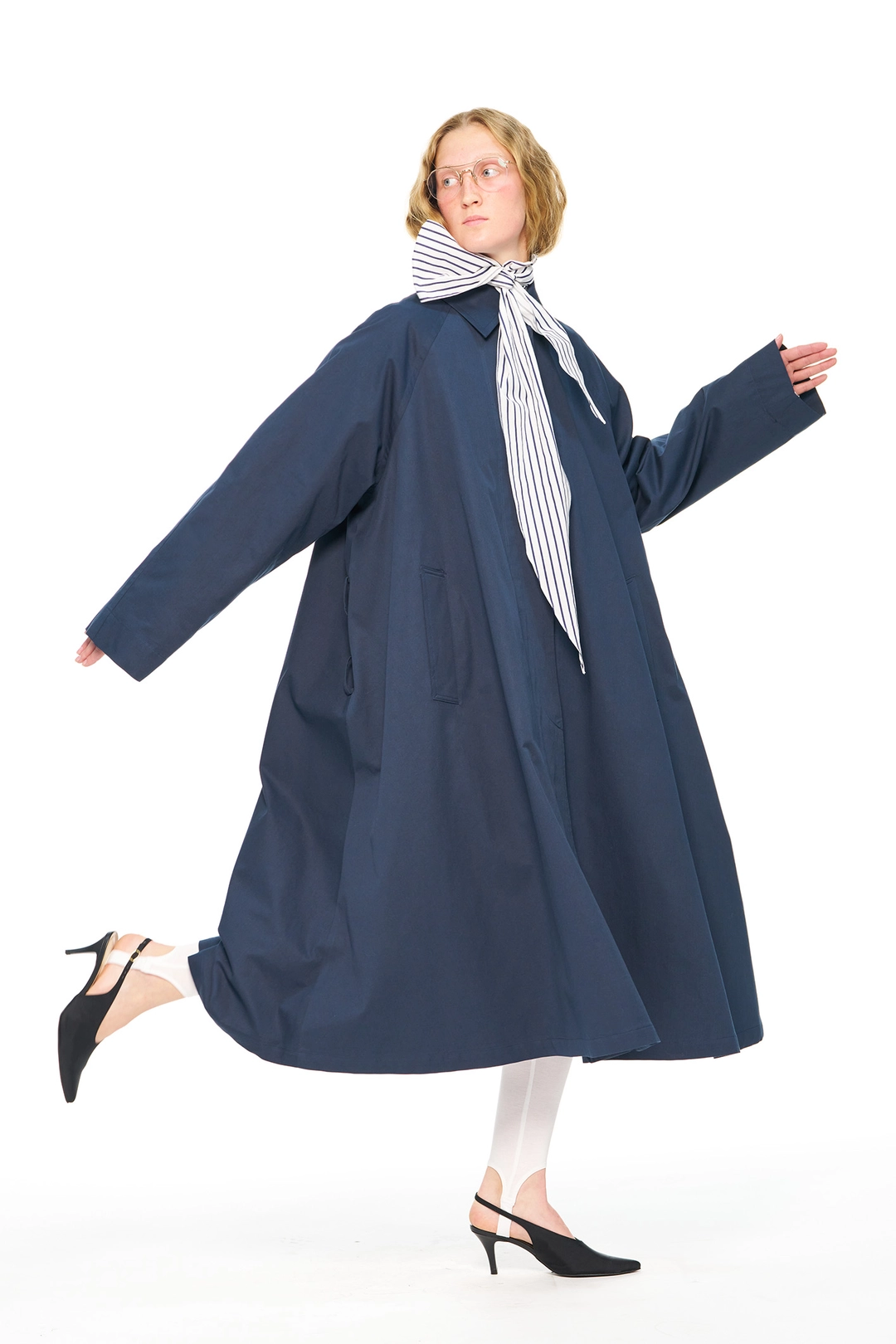푸쉬버튼 PS26 NAVY STRIPE WIRE COLLAR OVERSIZED SHIRT 상품 이미지 3