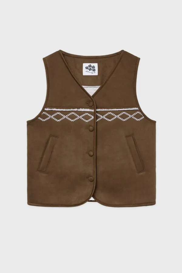 SN Shearling Suede Vest (Brown)