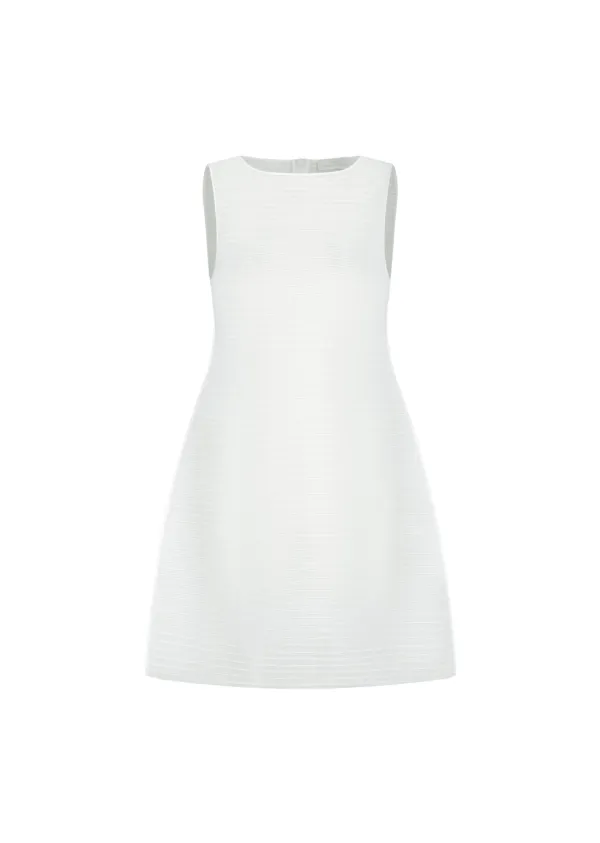 Pleats Hourglass Mini Dress, White