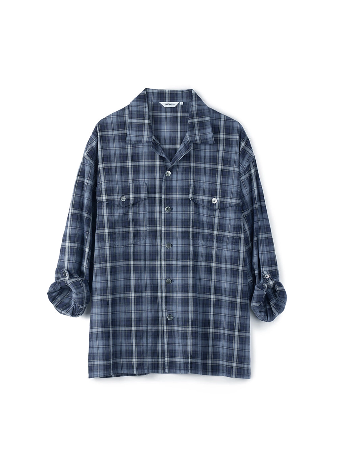 파르티멘토 Western Plaid Roll Up Shirts_Navy 상품 이미지 3