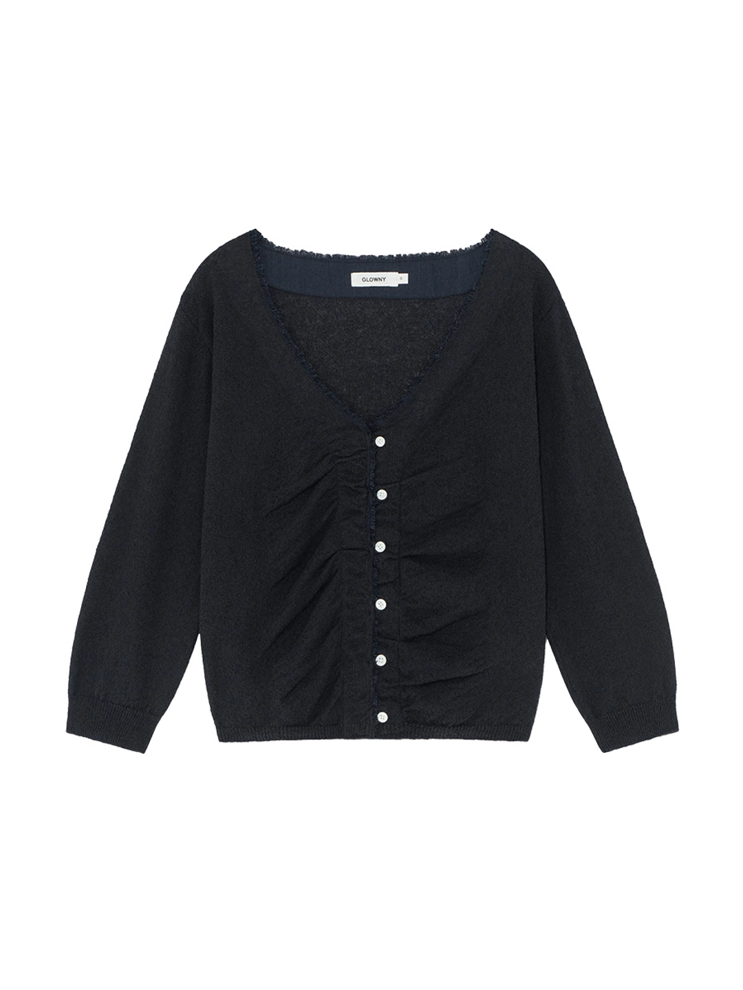글로니 SHERBET V-NECK FRINGE CARDIGAN (DEEP NAVY) 상품 이미지 1