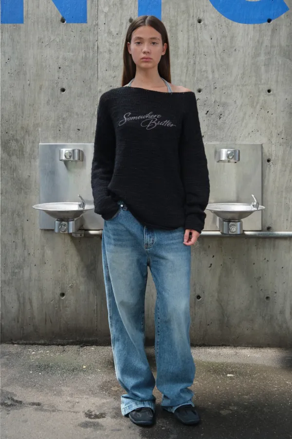 Rona Off Shoulder Knit - Black