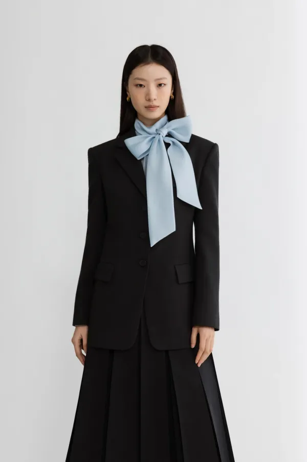 COTTON LINEN SINGLE JACKET - BLACK