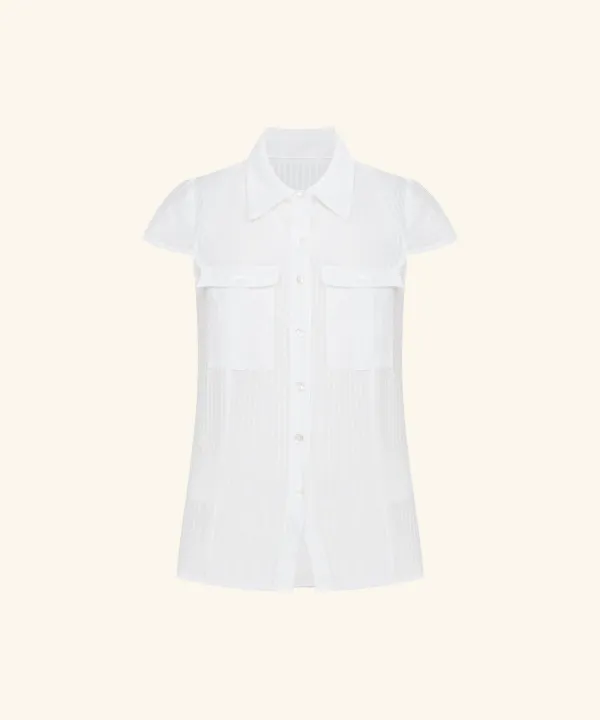 Stripe See-through Slim Shirts ( White )
