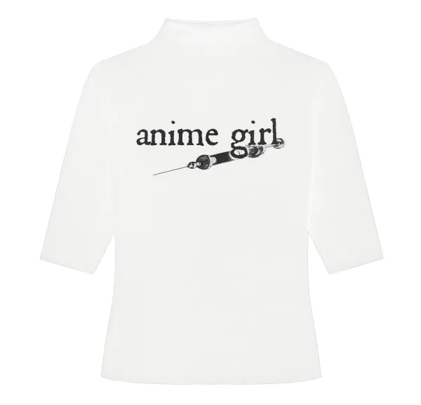 Anime mock neck top (White)