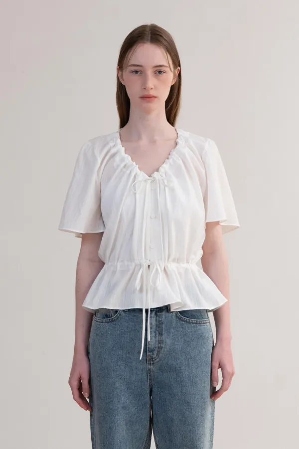 [6차] Lume Shirring Blouse_White