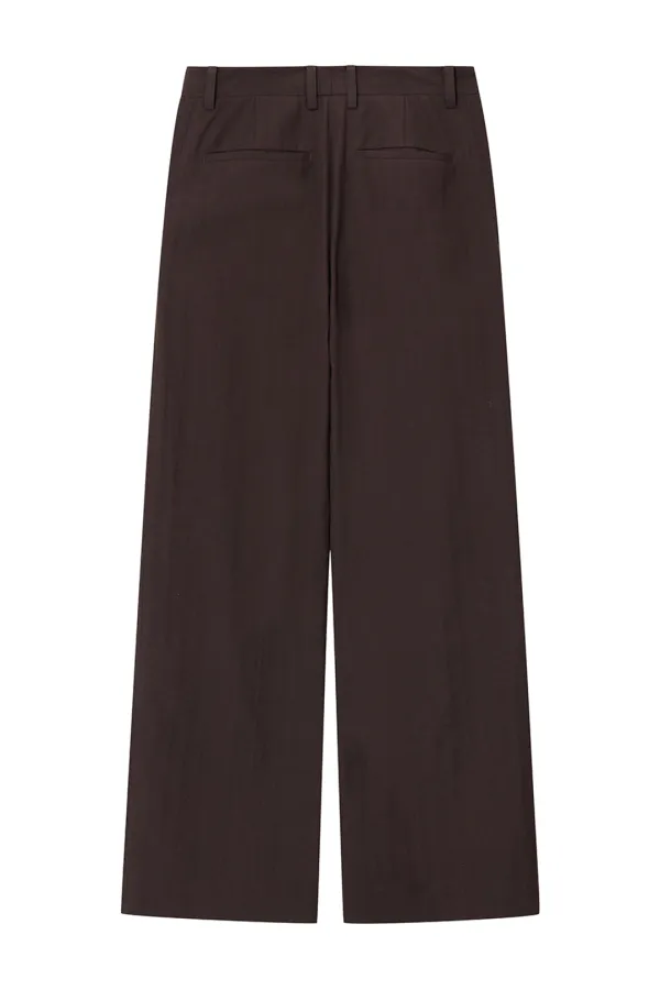 REFINED WOOL BLEND TROUSERS [BROWN]