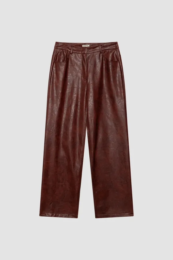 SEMI WIDE LEATHER PANTS_RED