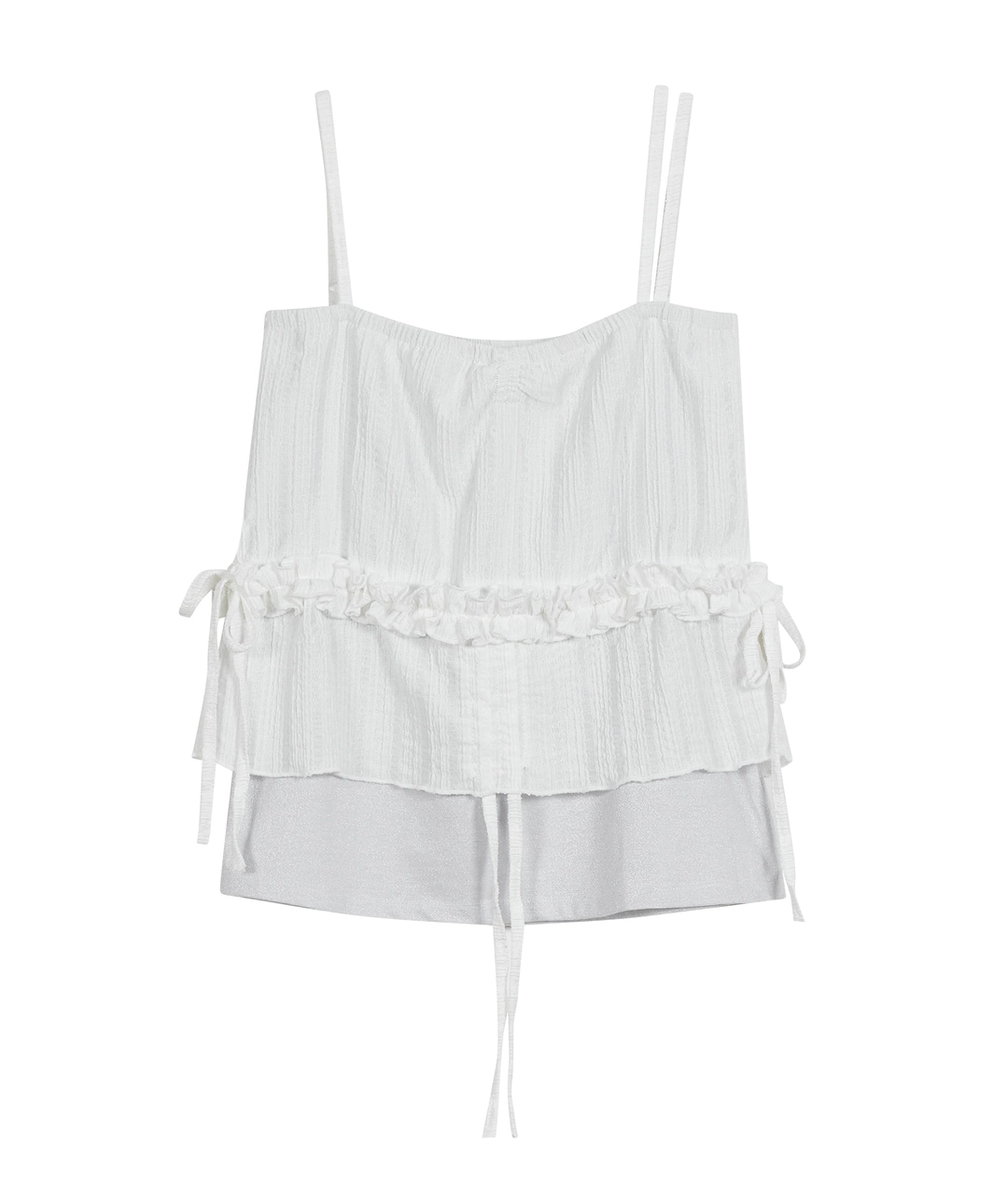 타입서비스 Layered Shirring Strap Top [White] 상품 이미지 3