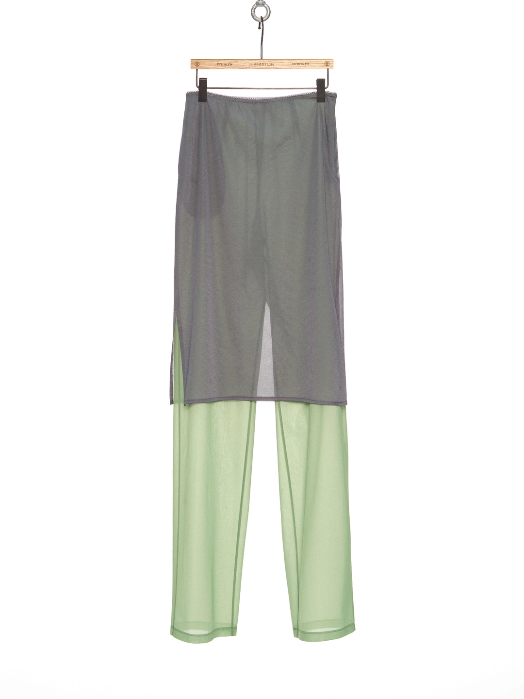 푸쉬버튼 SS26 GRAY SHEER LAYERED SKIRT PANTS 상품 이미지 1