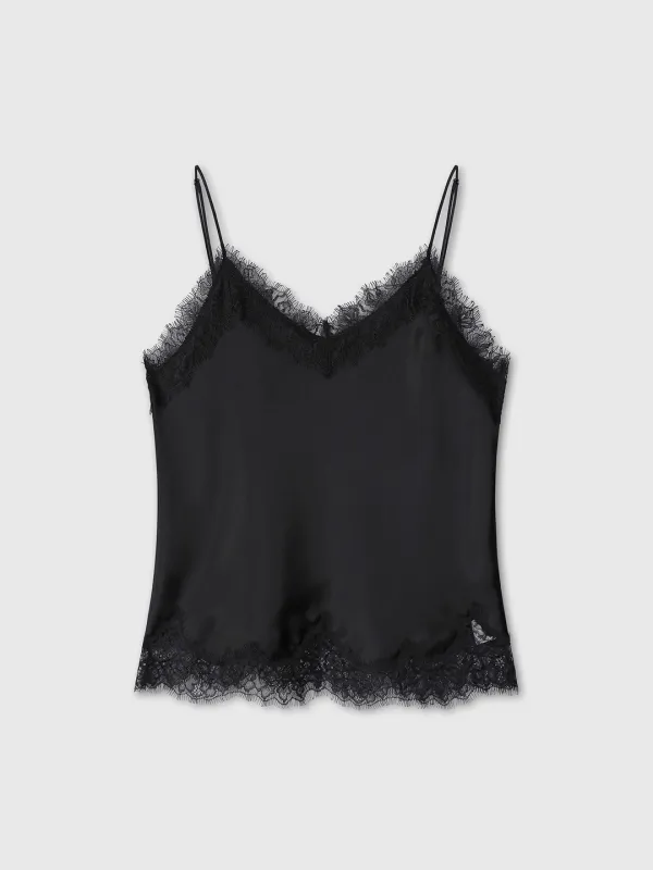 (W) SATIN LACE CAMISOLE_ BLACK