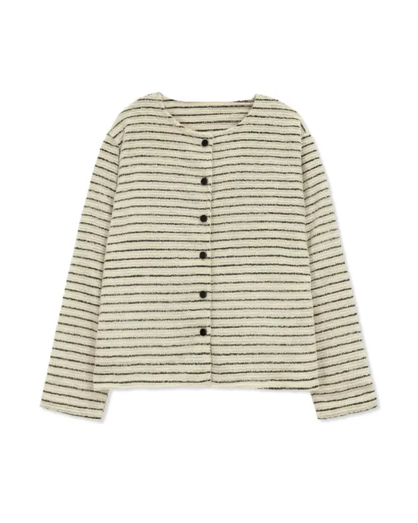 FUR STRIPE CARDIGAN (2color)