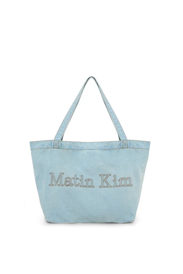 MATIN STITCH DENIM SHOULDER BAG IN SKY