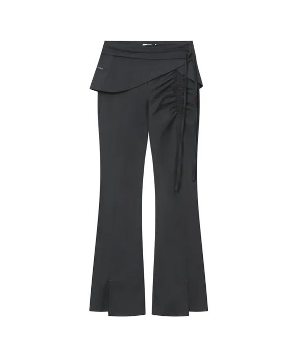[레이 PICK] Side shirring string mini skirt pants set CHARCOAL