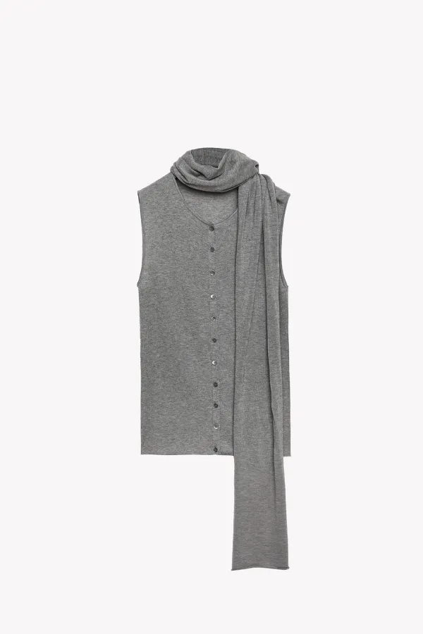 Bilo Button Sleeveless Muffler Set (Gray)