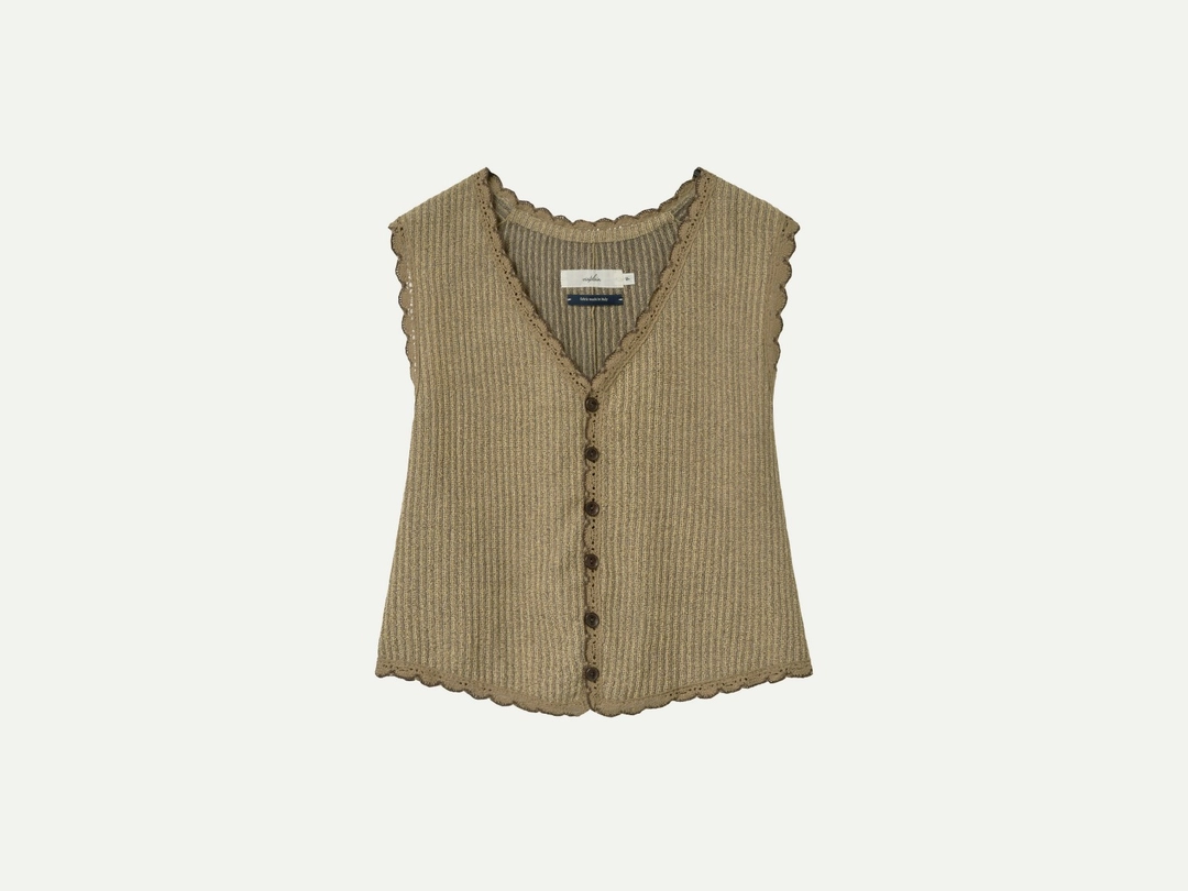 비아플레인 Via Sophie vest (Beige stripe) 상품 이미지 1