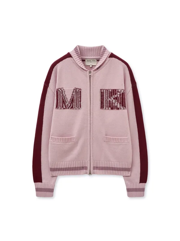 MATIN KIM INITIAL KNIT ZIP UP FOR WOMEN IN PINK