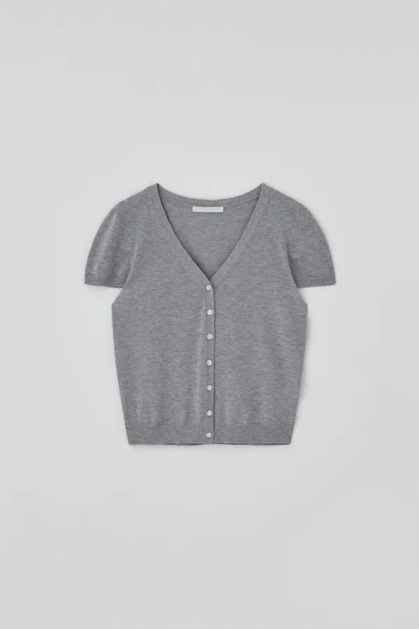 T/T Button half knit cardigan (gray)